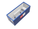 Büro- / Mannschaftscontainer, 6m; h = 2,8 m, blau RAL 5010
