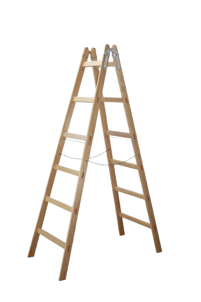 Stehleiter Holz, 1,8 m / 2 x 6 Sprossen