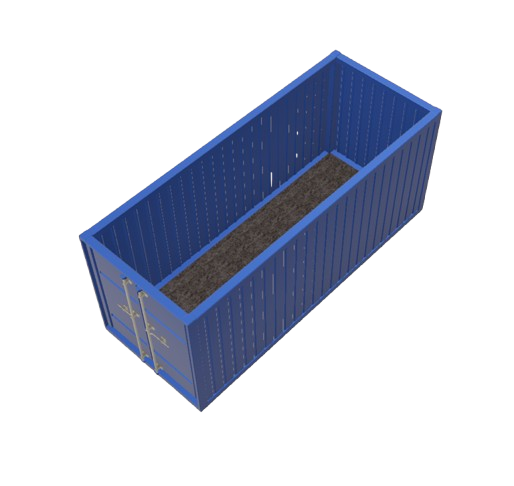 Magazincontainer, 6 m; h = 2,6 m, ohne Regale, blau RAL 5010
