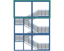 Segment für Aussentreppencontainer; 2. OG; 6 m; h = 2,8 m, blau RAL 5010