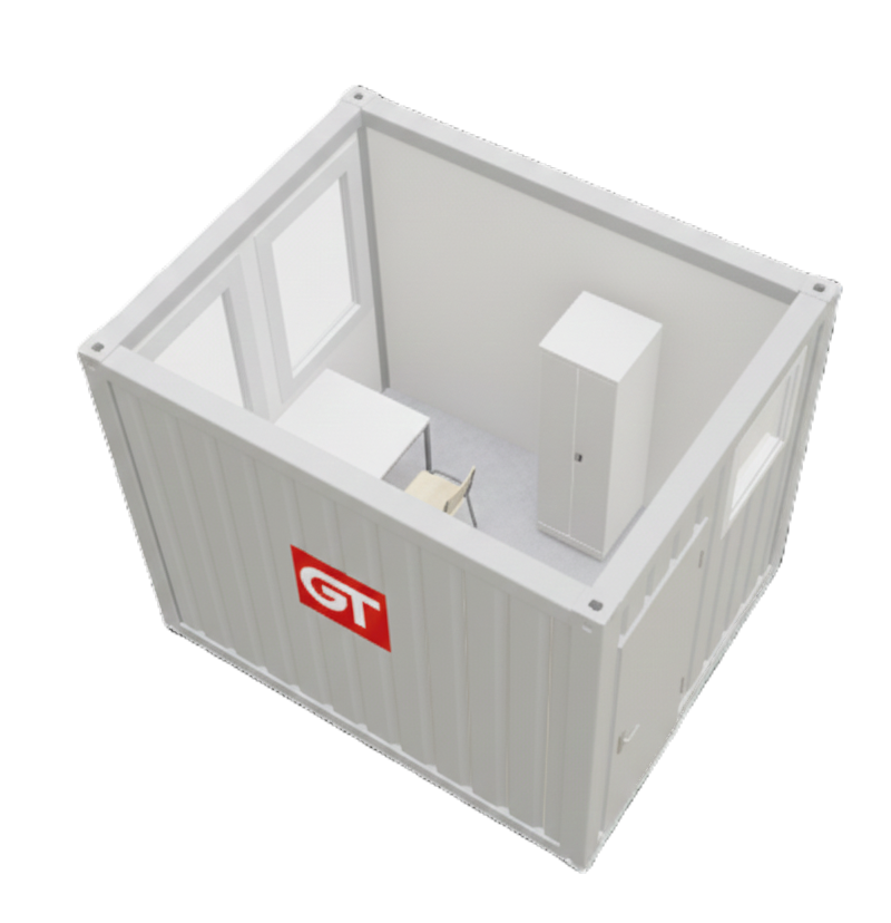 Büro- / Mannschaftscontainer, 3 m; h = 2,8 m, weiß RAL 9002