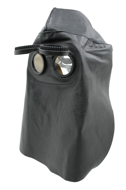 Schweißer-Lederkopfhaube; hinten offen; mit Klappbrille; Glas-Ø 50 mm; WKS GmbH