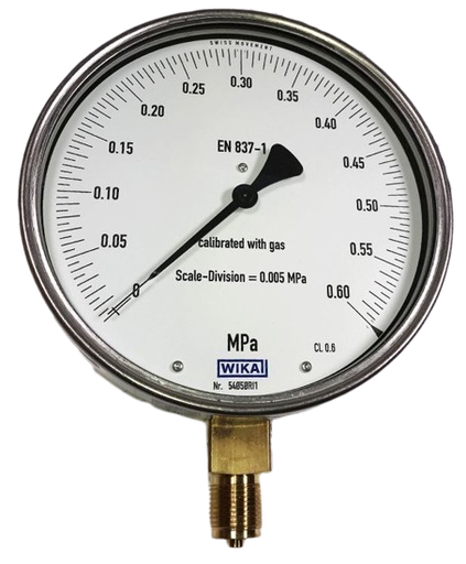 [361011/0024] Feinmess-Manometer, 0 bis 0,6 bar, G 1/2" Messing, Kl. 0,6