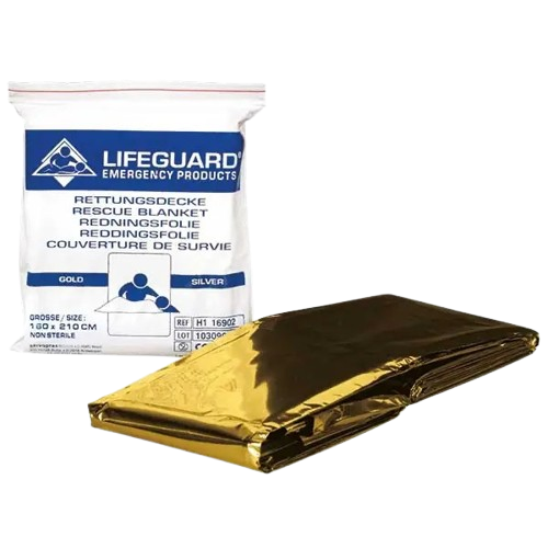 [101113/0031] Arznei-Rettungsdecke gold/silber
