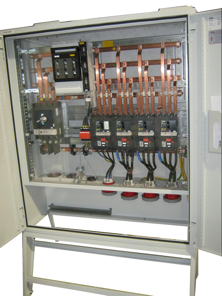 Baustromverteiler 400A: 3x CEE125A, 1x CEE63A, 1xNH2, mit Hauptschalter