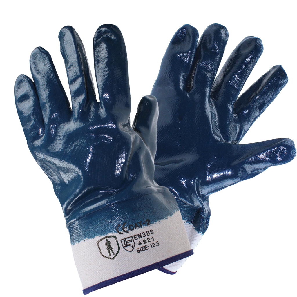 Handschuhe Gummi, Nitril vollbeschichtet, robuste Ausführung, blau
