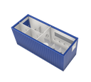 Sanitärcontainer, 6 m; h = 2,8 m, blau RAL 5010