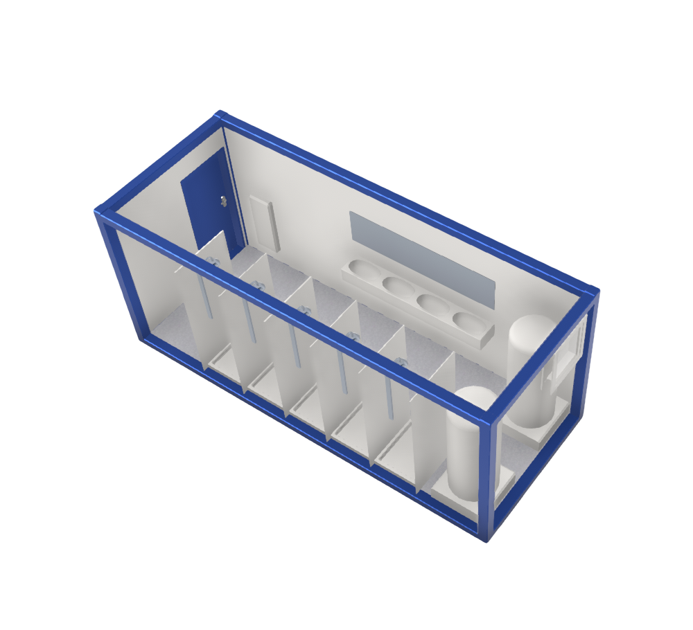 Duschcontainer, 6 m; h = 2,8 m, weiß RAL 9002