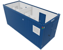 WC-Container, 6 m; h = 2,8 m, Damen / Herren, blau RAL 5010