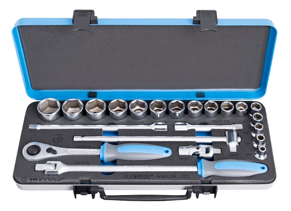 Stecknuss-Satz, SW 5/16 bis 1 1/4" / 22-teilig, 1/2" Vierkant