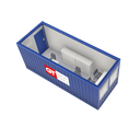 Büro- / Mannschaftscontainer, 6 m; h = 2,6 m, blau RAL 5010