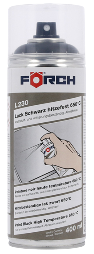 Lackspray, schwarz, hitzefest bis 650 °C, Förch, L230, 400 ml