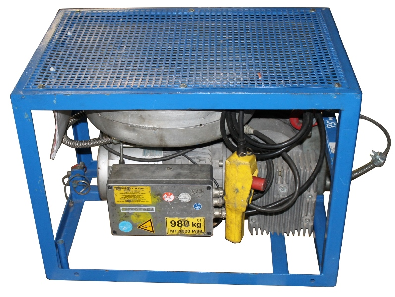 Seilwinde, 400 V, 0,98 t, Tirak, Typ B, mit Seil (Ø 9 mm), m. Rahmen