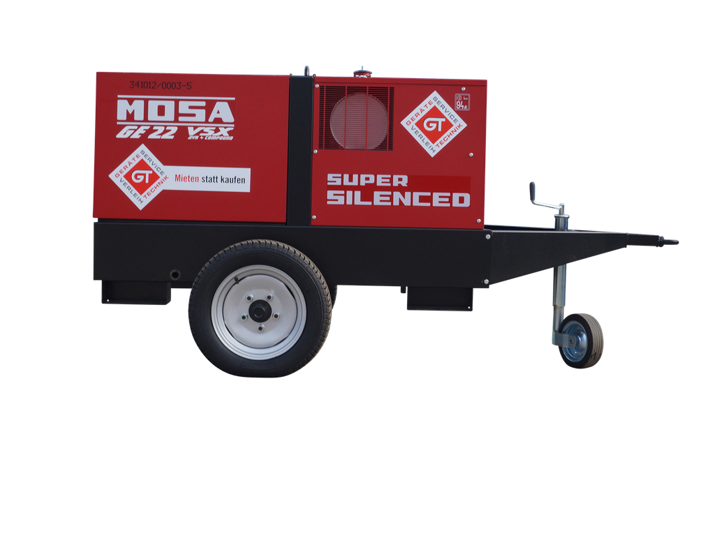 Stromerzeuger, 20 kVA, Diesel, 230 V / 400 V, Mosa, GE22VSX, Fahrgestell