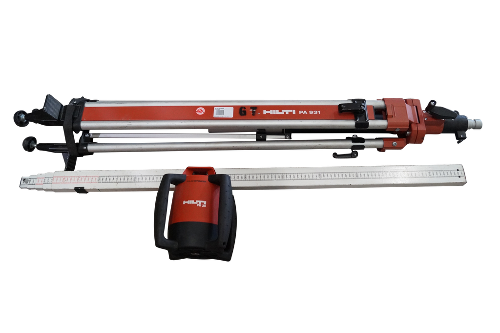 Rotationslaser, HILTI, PR 20, mit Messlatte und Stativ