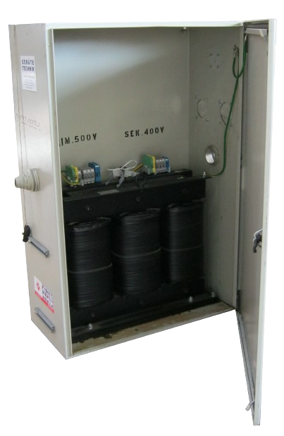 Trafo, 500 V / 63A, Abgang 400 V / 1 x 63 A, 50 kVA