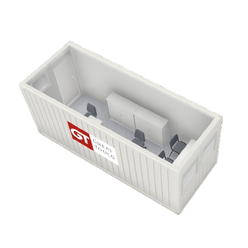 Büro- / Mannschaftscontainer, 6 m; h = 2,8 m, weiß RAL 9002