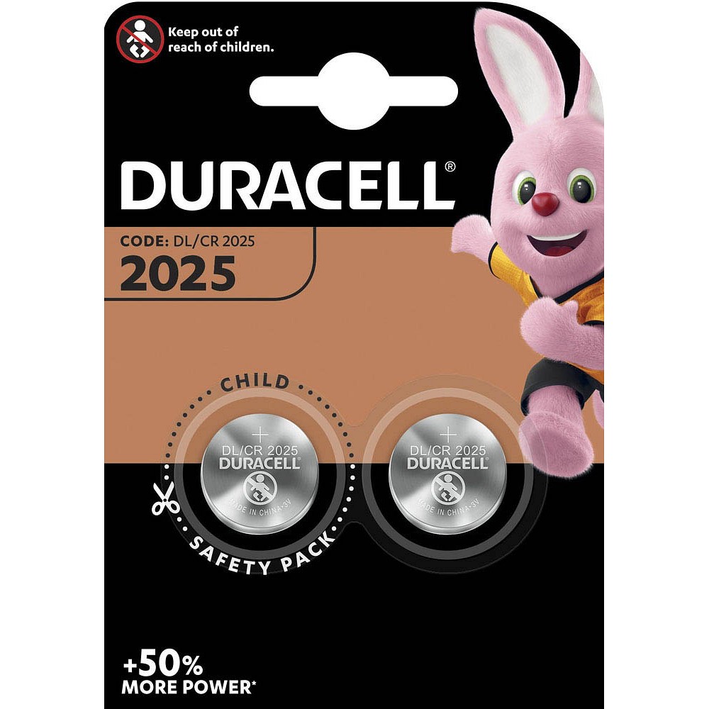 Batterie 3,0V Knopf Lithium 2025 Duracell VPE 2 Stück