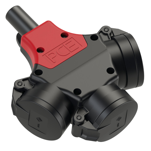 Verteiler (Vollgummi) 230 V, 3-fach Schuko, mit Klappdeckel, 5 m