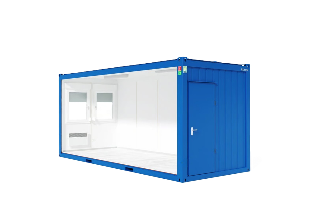 Segment für Doppelcontainer, 6 m; h = 2,8 m, rechts/links o. Wand, blau RAL 5010