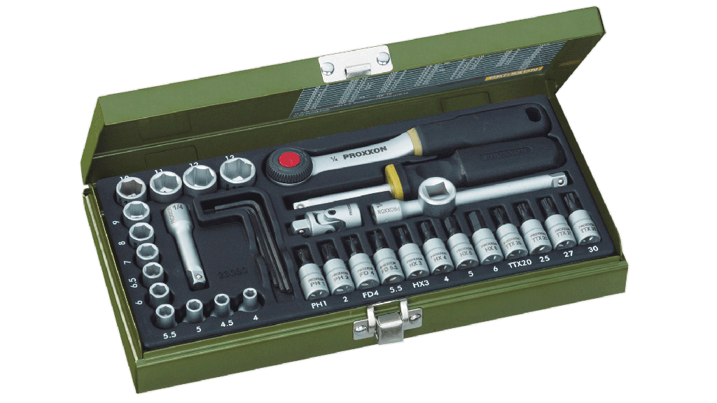 Stecknuss-Satz, SW 4 bis 13mm / 36-teilig, 1/4" Vierkant, m. Innensechskant+TORX
