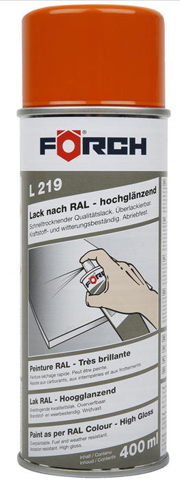 Lackspray, hellrotorange, Hochglanz, Förch, RAL 2008, 400 ml