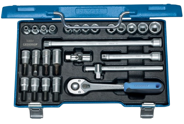 Stecknuss-Satz, SW 6 bis 19mm / 26-teilig, 3/8" Vierkant, mit Innensechskant