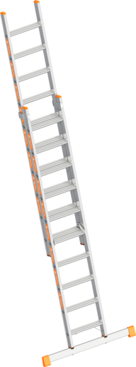 Stufenschiebeleiter, Alu, 4,30 m / 2 x 10 Stufen, Layher