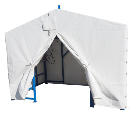 Rohr-Schweißerzelt (Eigenbau) 3,3 x 2,4 x 2,7 m, mit PVC-Plane