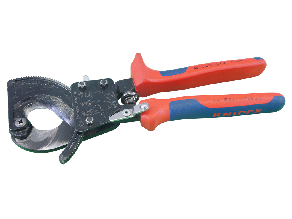 Ratschen-Kabelschneider (Kabelschere), für max. Ø 32 mm/ 240 mm², KNIPEX