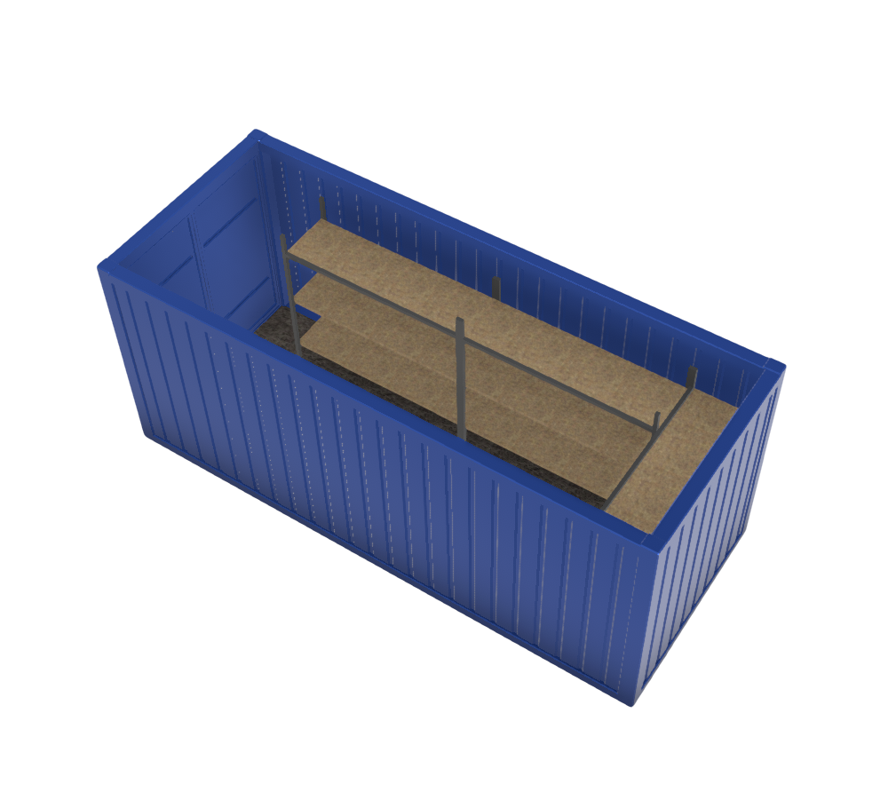 Magazincontainer, 6 m; h = 2,6 m, blau RAL 5010