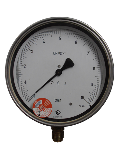 [361011/0028] Feinmess-Manometer, 0 bis 10 bar, G 1/2" Messing, Kl. 0,6