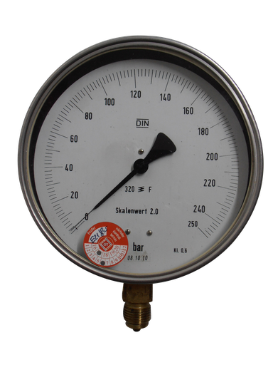 [361011/0035] Feinmess-Manometer, 0 bis 250 bar, G 1/2" Messing, Kl. 0,6