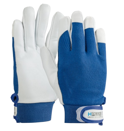 [101013/0029] Montagehandschuhe H-PLUS Driver blau, Volleder, Gr.8