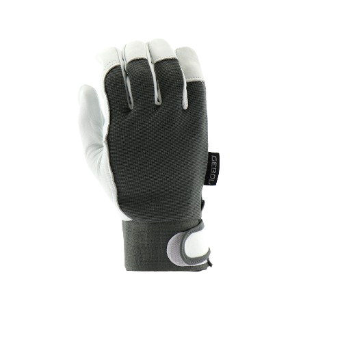 [101013/0029] Montagehandschuhe Uni Fit Comfort, Leder, grau/weiß,  Gr.8
