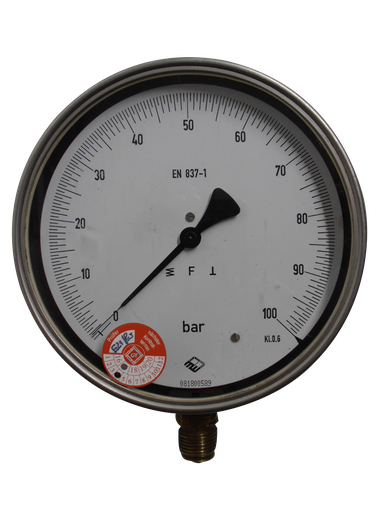 [361011/0033] Feinmess-Manometer, 0 bis 100 bar, G 1/2" Messing, Kl. 0,6