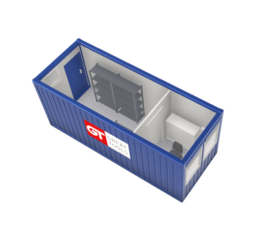 [301011/0008] Büro- und Werkstattcontainer, 6 m; h = 2,8 m, weiß RAL 9002