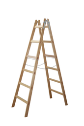 [371410/0050] Stehleiter Holz, 1,8 m / 2 x 6 Sprossen