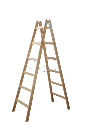 [371410/0050] Stehleiter Holz, 1,8 m / 2 x 6 Sprossen