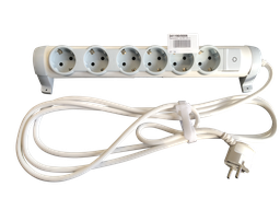 [341190/0006] Tischverteiler, 230 V, 6-fach, drehbar, mit 3 m Kabel