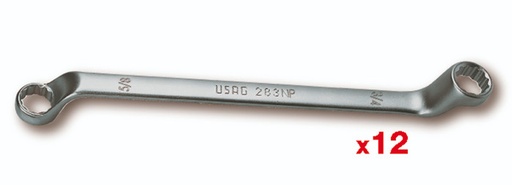 [381250/0040] Doppelringschlüssel, Satz, 12-teilig, SW 1/4x5/16" bis 1 3/8x1 1/2" gekröpft