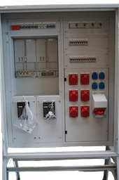 [341113/0001] Baustromverteiler 125A: Zählerpl. 1x CEE63A, 4x CEE32A, 2x CEE16A, 4x 230V