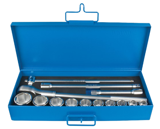 [381712/0008] Stecknuss-Satz, SW 22 bis 50 mm / 14-teilig, 3/4" Vierkant