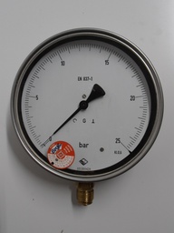 [361011/0030] Feinmess-Manometer, 0 bis 25 bar, G 1/2" Messing, Kl. 0,6