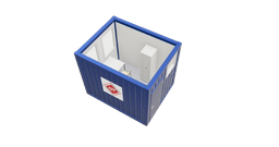 [301010/0002] Büro- / Mannschaftscontainer, 3 m; h = 2,6 m, blau RAL 5010