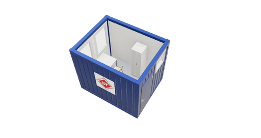 [301010/0002] Büro- / Mannschaftscontainer, 3 m; h = 2,6 m, blau RAL 5010