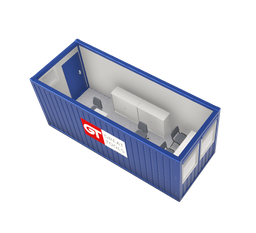 [301011/0003] Büro- / Mannschaftscontainer, 6 m; h = 2,8 m, weiß RAL 9002