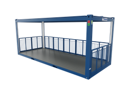 [301310/0025] Terrassencontainer mit Dach, 6 m; h = 2,8 m, blau RAL 5010