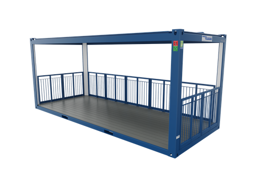 [301310/0025] Terrassencontainer mit Dach, 6 m; h = 2,8 m, blau RAL 5010