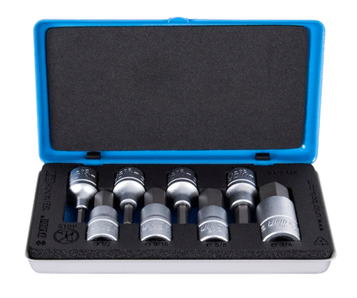 [381712/0004] Innensechskant Stecknuss-Satz, SW 3/16 bis 5/8" / 9-teilig, 1/2" Vierkant